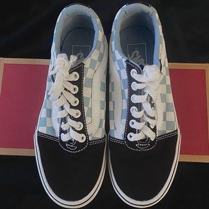 Size 6 Baby Blue Checkered Vans.